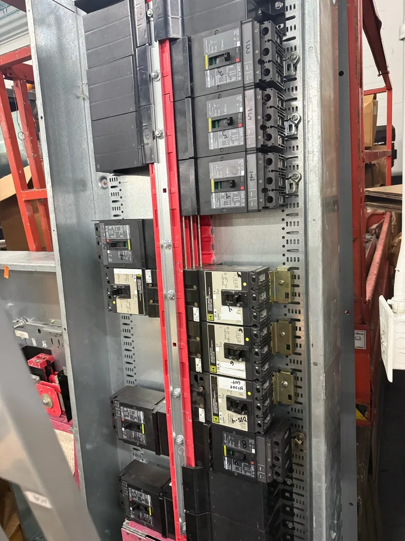 Bus bar and breaker connections inside a cubicle