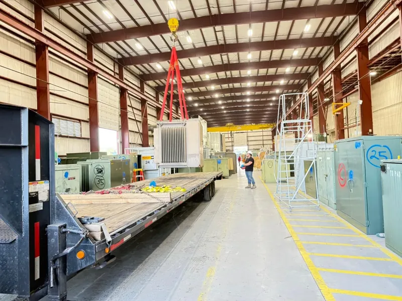 A plant electrical aisle during a shutdown